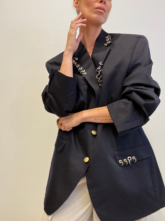 Upcycled Hooked-Eyelet Blazer – Yenvi Studio